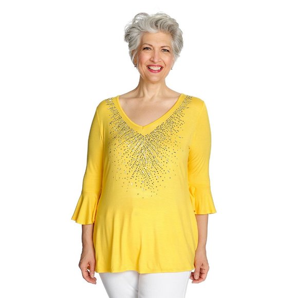 Glitterscape® Tops Nwot Glitterscape Stretch Knit Bell Sleeve